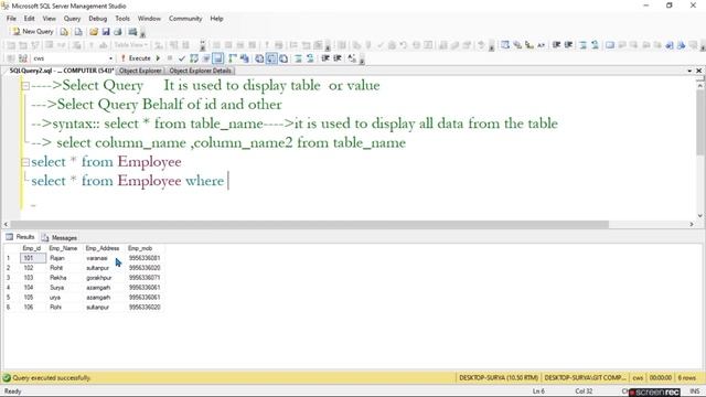 How To Display Data From Table[SQL-Select Query][HINDI] Tutorial-05 смотреть онлайн