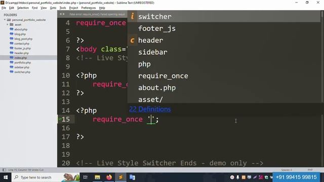 Fatal error: require_once(): Failed opening required | Core PHP | PHP in Hindi смотреть онлайн