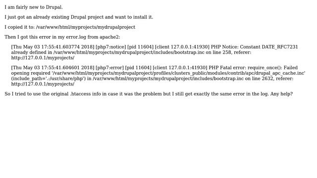 Drupal: Getting a blank screen after copying project in my server смотреть онлайн