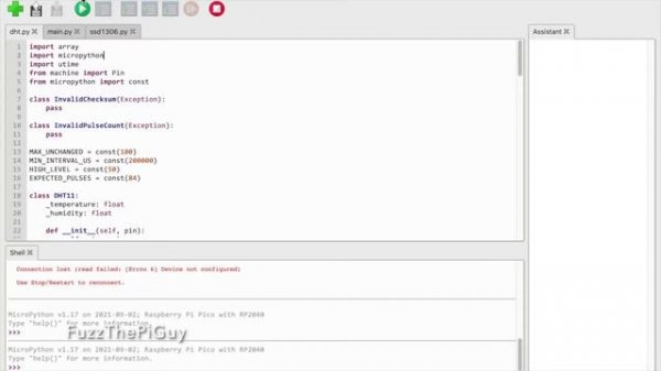Raspberry Pi Pico Connected To A DHT11 And OLED SSD1306 Display