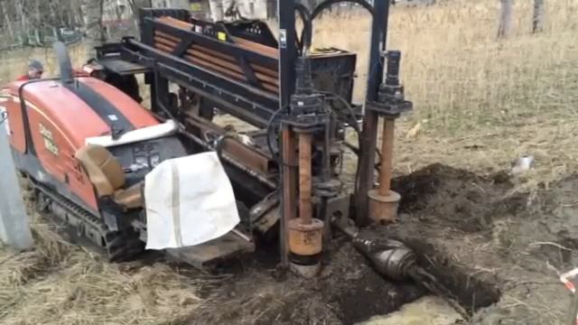 ГНБ бурение.Протягивание трубы. смотреть онлайн