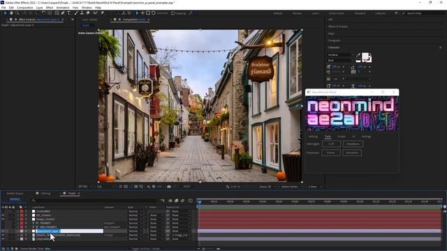 Turn image into 3d scene with NeonMind AI tool for AfterEffects. смотреть онлайн