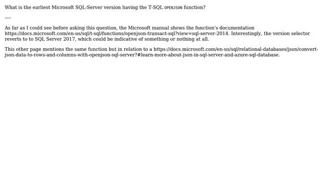 Databases: Earliest version of SQL Server with OPENJSON смотреть онлайн