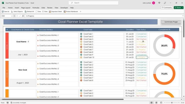 Goal Planner Excel Template смотреть онлайн