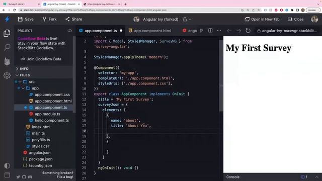 Complete SurveyJS with Angular Tutorial смотреть онлайн