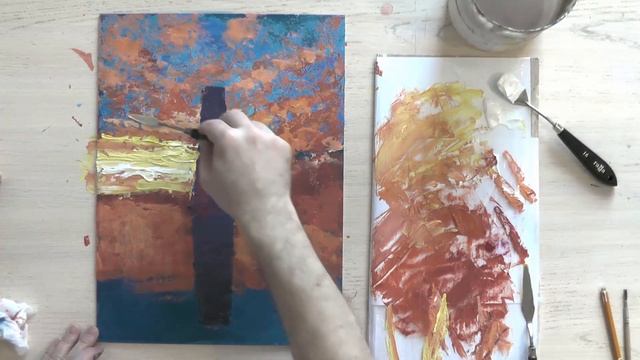 Рисуем закат мастихином смотреть онлайн