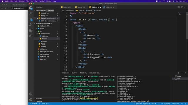 Create Dynamic Table Component in React смотреть онлайн