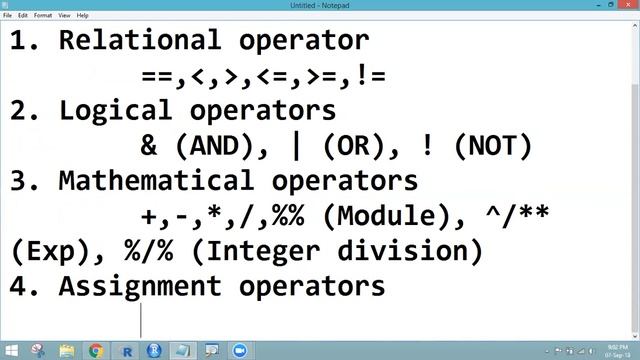 5 R Operators & Datatypes - DataHills Srinivas смотреть онлайн
