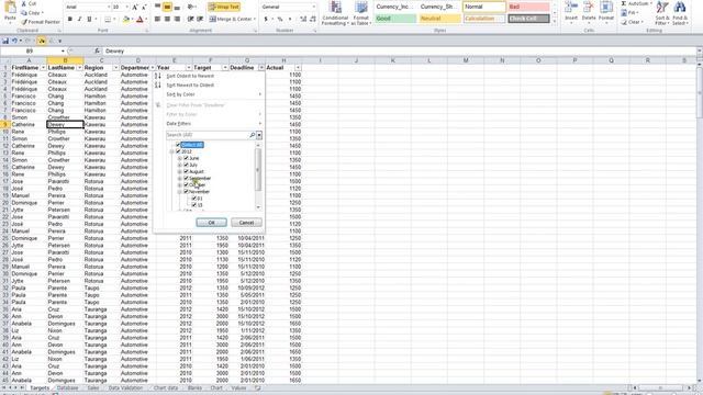 Microsoft Excel 2010 Level Three Video 4 Date Filter смотреть онлайн