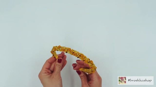 Желтый ободок с розочками и японским бисером смотреть онлайн