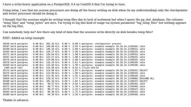 Why are my Postgresql sessions writing directly on disk? смотреть онлайн