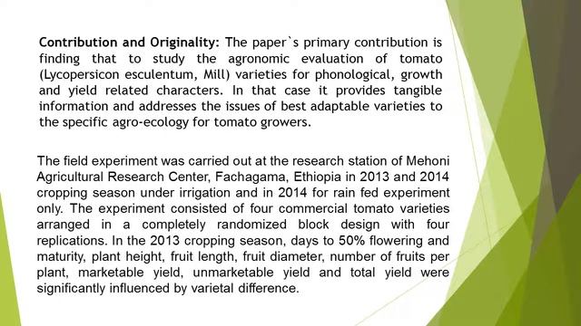 Study on Agronomic Evaluation of Tomato Lycopersicon Esculentum, Mill Varieties for Phonological, смотреть онлайн