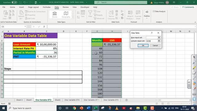 EXCEL WHAT IF ANALYSIS DATA TABLE PART 1 смотреть онлайн