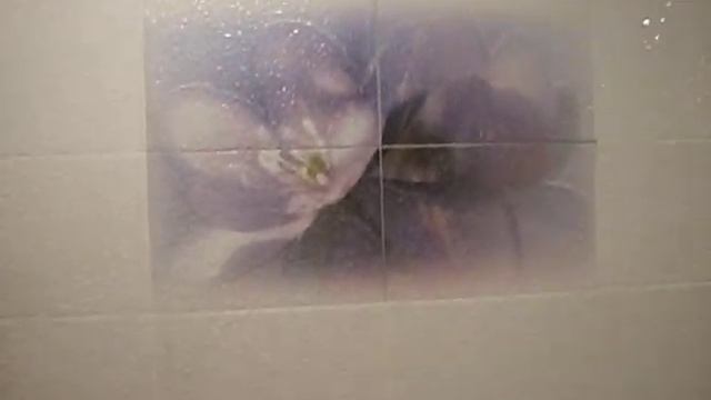 Душевая кабина с поддоном из плитки и  мозаики.