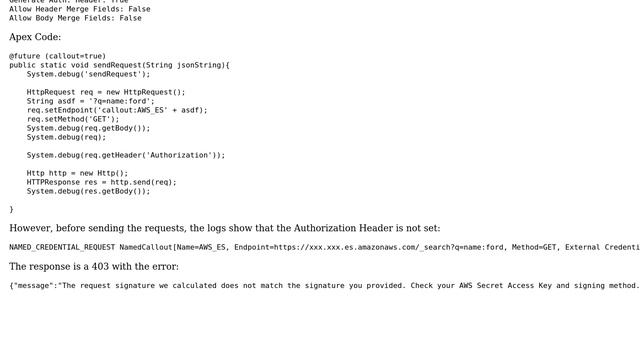 Salesforce: "HTTP Header Authorization=Not Set" for AWS signature 4 Named Credential смотреть онлайн