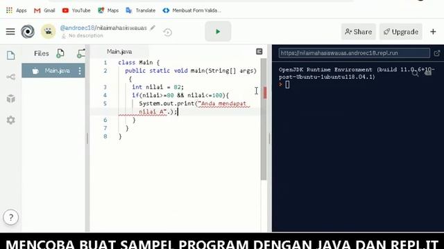 #3 Mencoba Buat Sampel Program dengan Java dan Repl.it (Soal: Nilai UAS Mahasiswa) смотреть онлайн