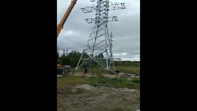 Строительство ВЛ. Установка опоры ВЛ.