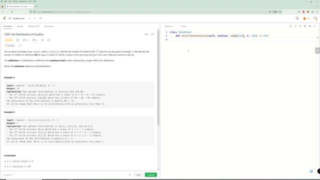 Fair Distribution of Cookies - LeetCode 2305 - Python смотреть онлайн
