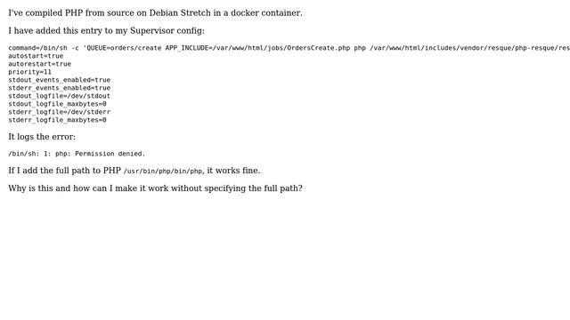 DevOps & SysAdmins: Permission error from Supervisor when full PHP path not specified смотреть онлайн