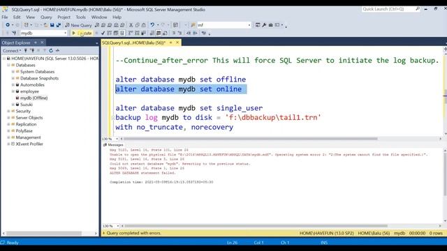 Tail Log Backup in SQL Server || When to take a Tail log backup || Ms SQL смотреть онлайн