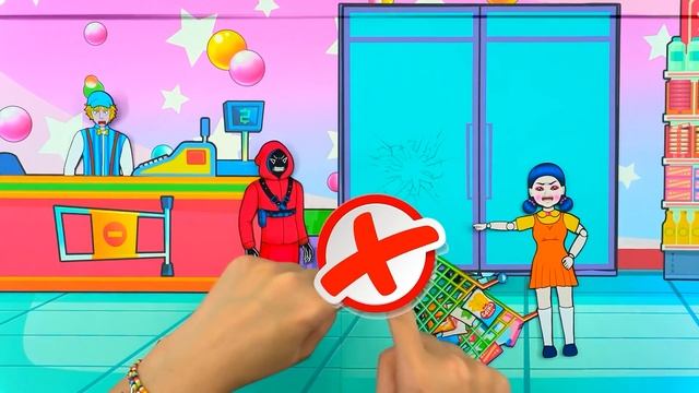 Paper Dolls Dress Up - Ladybug Family Playing Squid Game Challenge Dress - Barbie Story & Crafts смотреть онлайн