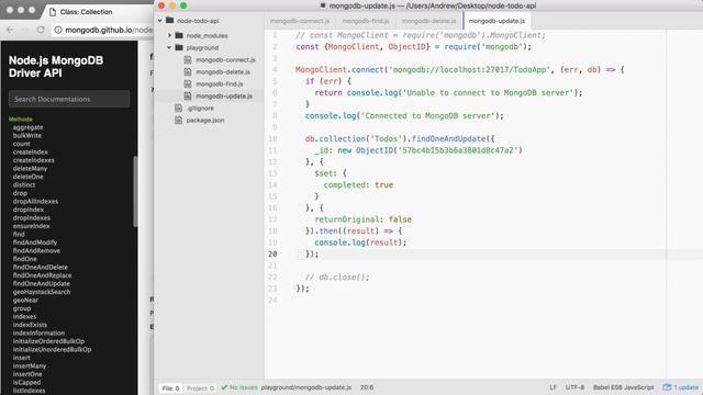 MongoDB Mongoose and REST APIs (Todo API): Updating Data смотреть онлайн