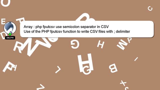 Array : php fputcsv use semicolon separator in CSV смотреть онлайн