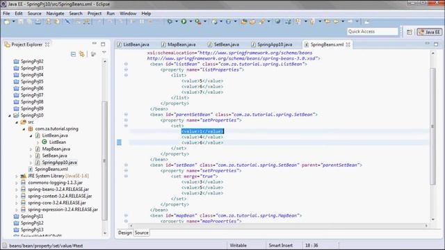 Spring Tutorial (14 - Bean Definition Inheritance for Java Collections) смотреть онлайн