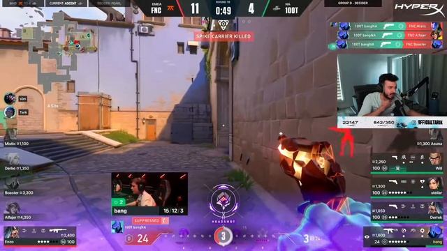 Tarik and NA react to bang 5 head 3K 100T vs Fnatic смотреть онлайн