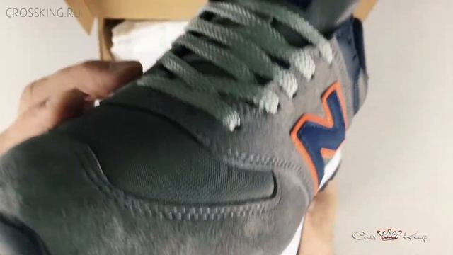 New Balance 574 из серой замши с синим логотипом из эко кожи смотреть онлайн