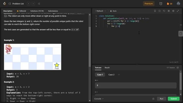 Unique Paths | LeetCode 62 - Python3 | DP | Walkthrough Solution смотреть онлайн
