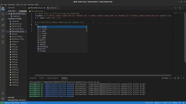 File Writing & Appending in file in Python || Python Free tutorial #21 || Death Code смотреть онлайн