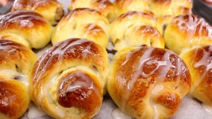 Пуховые БУЛОЧКИ "ЛАКОМКА" с начинкой и глазурью | Очень ВОЗДУШНОЕ и НЕЖНОЕ ТЕСТО