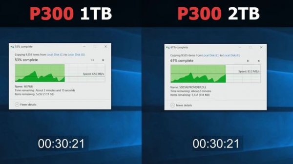 Test HDD Toshiba P300 1TB vs P300 2TB