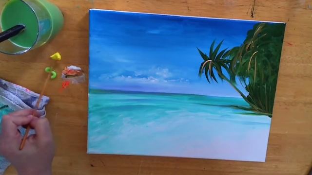ACRYLIC PAINTING TUTORIAL | HOW TO PAINT A TROPICAL BEACH? STEP By STEP??