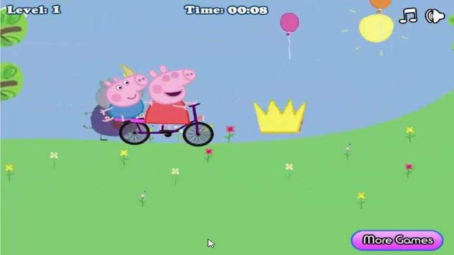 Свинка Пеппа и Джорж катаются на велике. (игра) Peppa Pig and George ride on the bike. (a game) смотреть онлайн