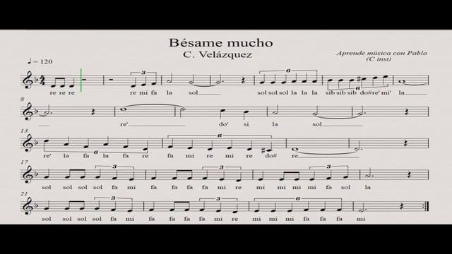 BÉSAME MUCHO: (flauta, violín, oboe...) (partitura con playback) смотреть онлайн