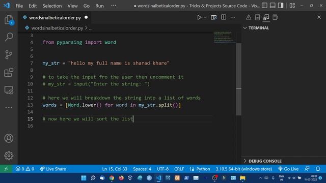 Python Program to Sort Words in Alphabetic Order || Sorting in Python || Python Tutorial in Hindi смотреть онлайн