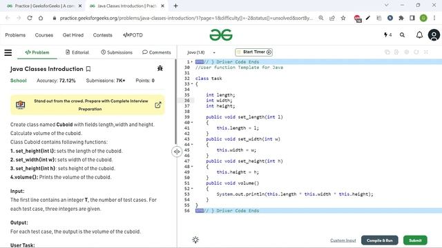 Java Classes Introduction || @GeeksforGeeks || Problem Solving || Solution || Gorakh Codes смотреть онлайн