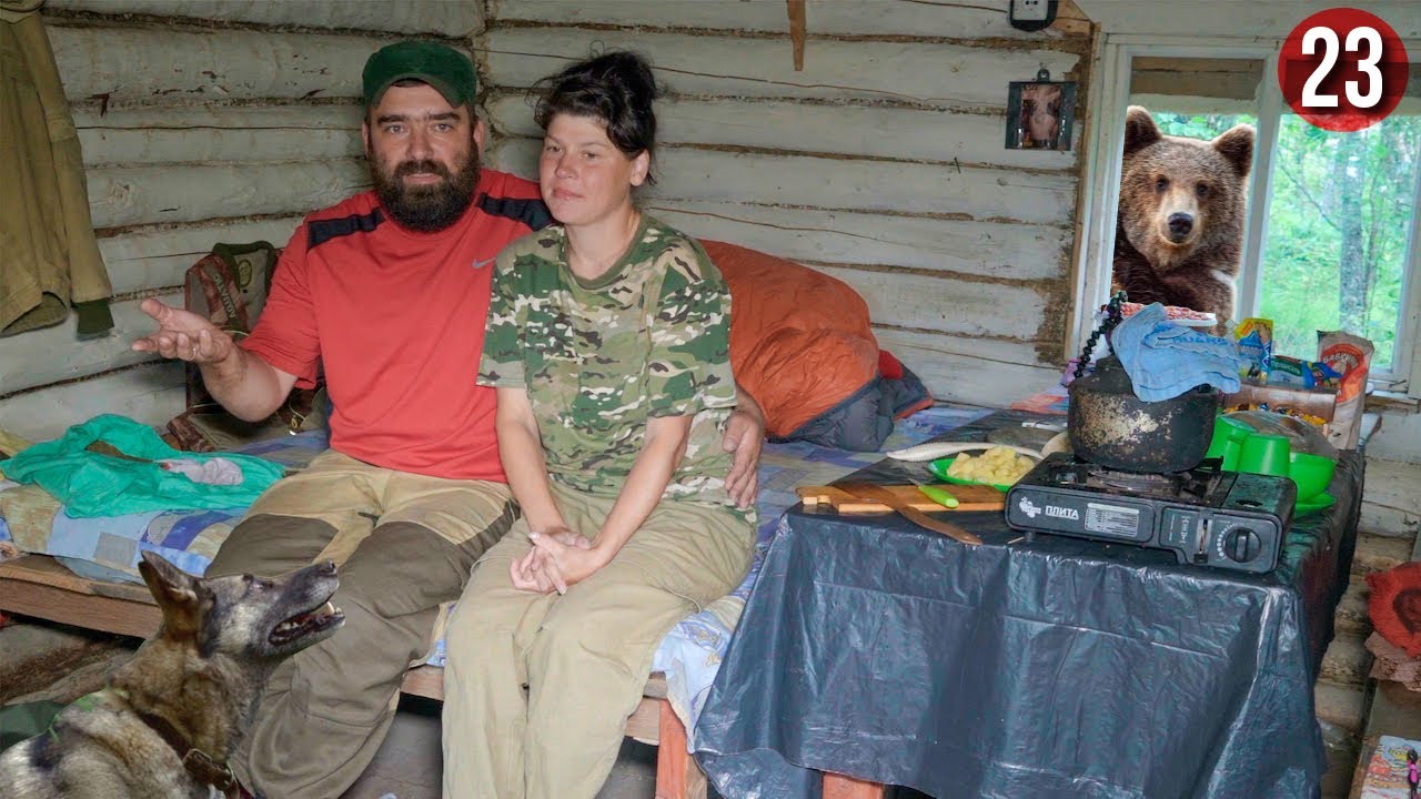 БУШКРАФТ по-русски, 33 день В ТАЙГЕ | Заготовка грибов на зиму | ПХД в избе и рядом | bushcraft 23ч. смотреть онлайн