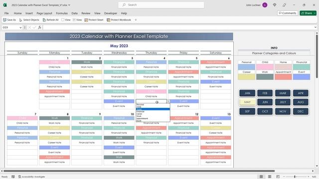 2023 Calendar & Planner Excel Template смотреть онлайн