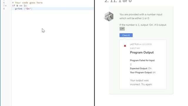 IT-140 Introduction to Python Codio Challenge 2. 11. 1 or 0 смотреть онлайн