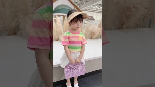 Dfxd girls clothing set 2021 summer kids fashion princess outfit sets colorful striped t shirts смотреть онлайн