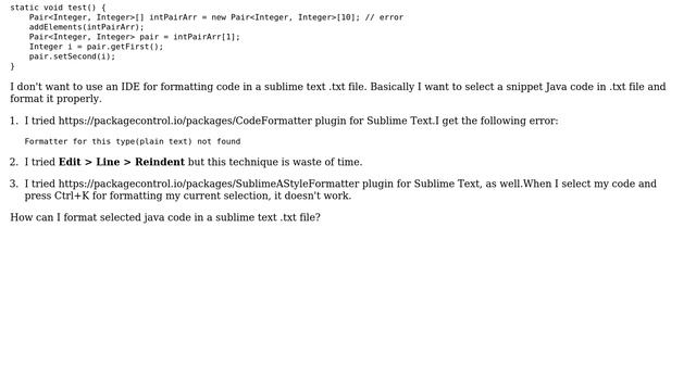How can I format selected java code in sublime text .txt file? смотреть онлайн