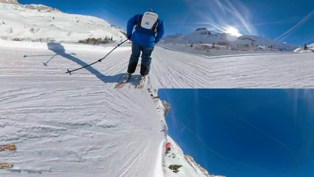 Sella Ronda, Italy | Sass Becè to Alpenrose - 360 VR | Piste View смотреть онлайн