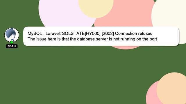 MySQL : Laravel: SQLSTATE[HY000] [2002] Connection refused смотреть онлайн