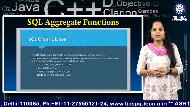 SQL Aggregate Functions || Database Management System || Ms. Ambooj || BCA || TIAS || TECNIA TV смотреть онлайн