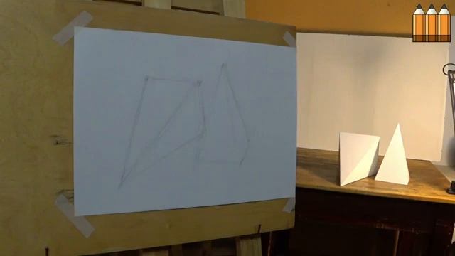 1 часть. Построение четырехугольной пирамиды. ЛИНЕЙНО-КОНСТРУКТИВНЫЙ РИСУНОК. смотреть онлайн