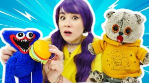 Видео для детей про мягкие игрушки — Хаги Ваги и Киси Миси в гостях у Дымка — Игры в готовку