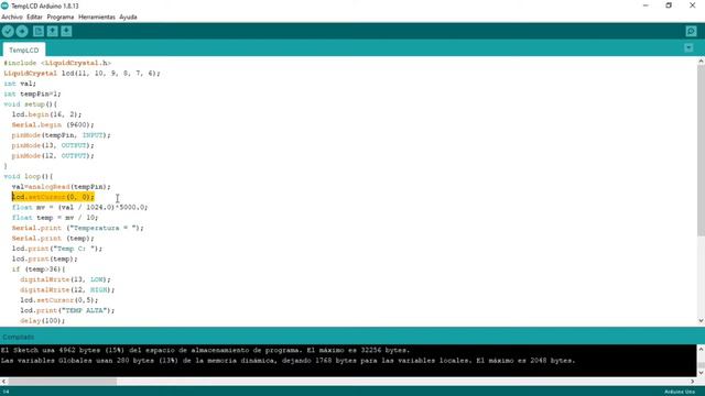 Circuito De Control, Sensor LM35 Y LCD 16x2 - PROTEUS/ARDUINO :D